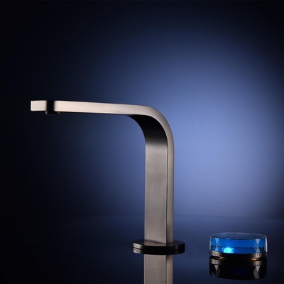 Shine Kristal Başlıklı 2 Delikli Lavabo Bataryası Gun Metal