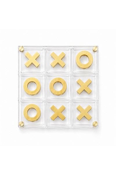 Akrilik Pirinç Detaylı Dekoratif Tic Tac Toe Oyun Seti