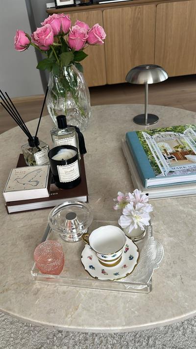 Aria Orta Boy Gümüş Çıta Detaylı Tepsi