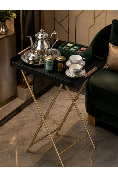 Espera Pirinç Bambu Detaylı Katlanır Tepsi Standı (X-Large Tepsi Dahil)