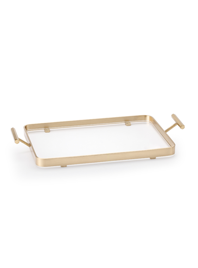 Montere Küçük Boy Çerçeve Detaylı Pirinç Tepsi