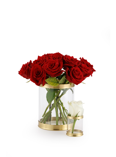 Roza Küçük Boy Pirinç Detaylı Vazo