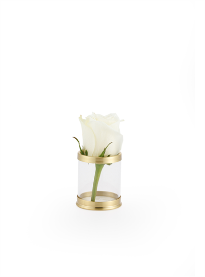 Roza Küçük Boy Pirinç Detaylı Vazo