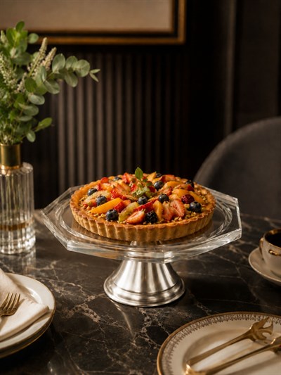 Tartita Sekizgen Pasta Standı Gümüş