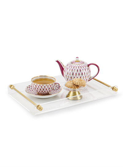 Viora Büyük Boy Mil Detaylı Pirinç Tepsi