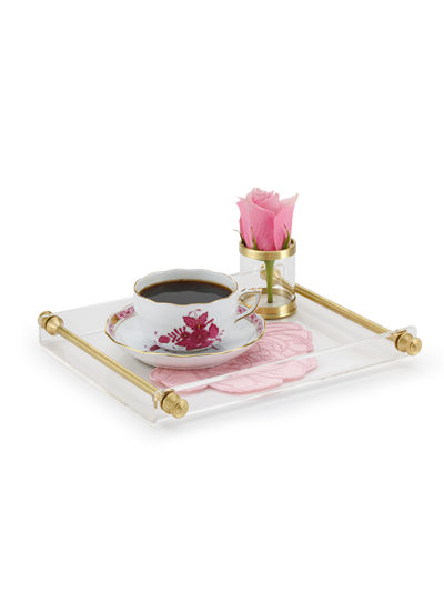 Viora Küçük Boy Mil Detaylı Pirinç Tepsi