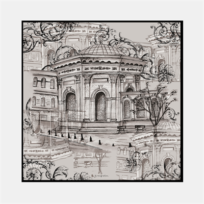 Art Draw Desen İpek Twill Eşarp