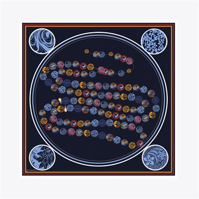 Boncuk Desen İpek Twill Eşarp