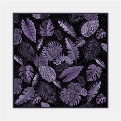Botanik Yaprak Desen İpek Twill Eşarp