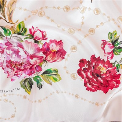 Buket İnci Desen İpek Twill Eşarp