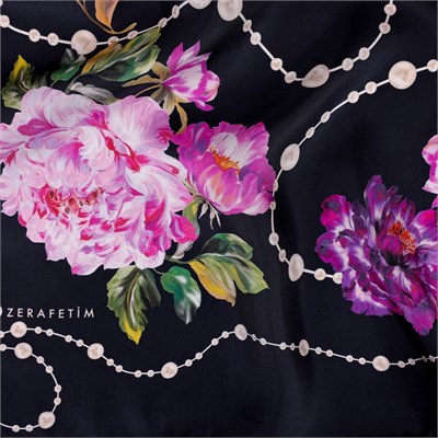 Buket İnci Desen İpek Twill Eşarp