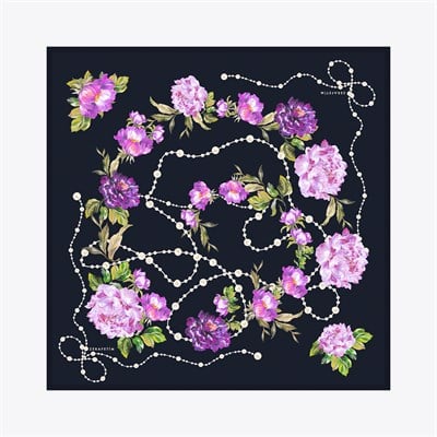 Buket İnci Desen İpek Twill Eşarp