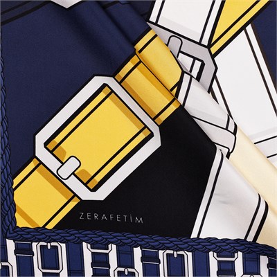 Çapraz Kemer Desen İpek Twill Eşarp