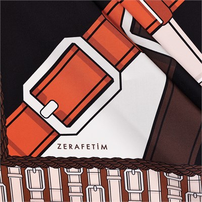 Çapraz Kemer Desen İpek Twill Eşarp