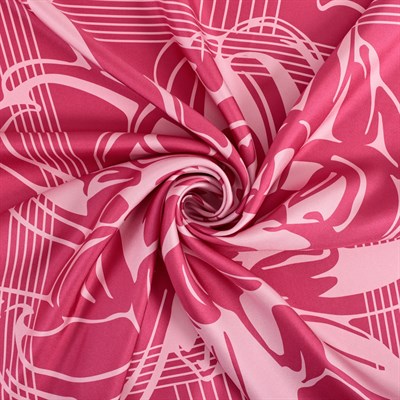 Çizgi Çiçek Desen İpek Twill Eşarp