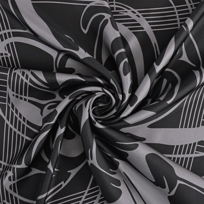 Çizgi Çiçek Desen İpek Twill Eşarp