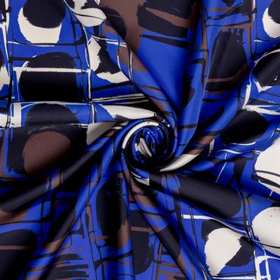 Çizgi Daire Desen İpek Twill Eşarp