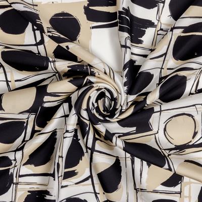 Çizgi Daire Desen İpek Twill Eşarp