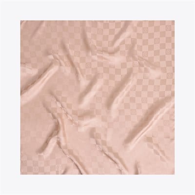 Damalı Jakarlı İpek Twill Eşarp