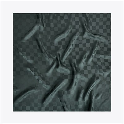 Damalı Jakarlı İpek Twill Eşarp