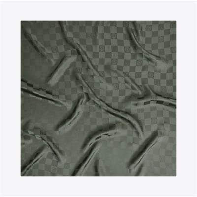 Damalı Jakarlı İpek Twill Eşarp