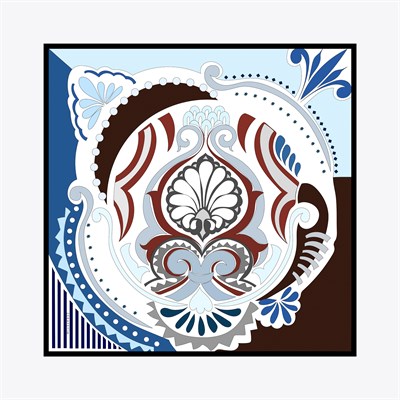 Damask Desen İpek Twill Eşarp