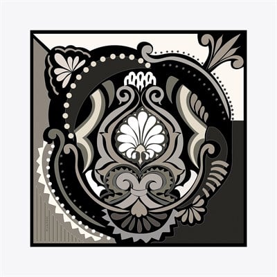 Damask Desen İpek Twill Eşarp