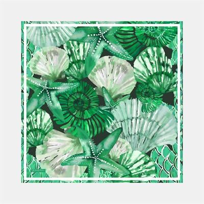 Deniz Kabuğu Desen İpek Twill Eşarp