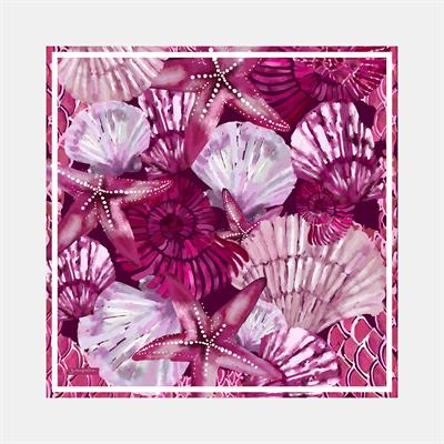 Deniz Kabuğu Desen İpek Twill Eşarp