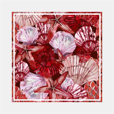 Deniz Kabuğu Desen İpek Twill Eşarp