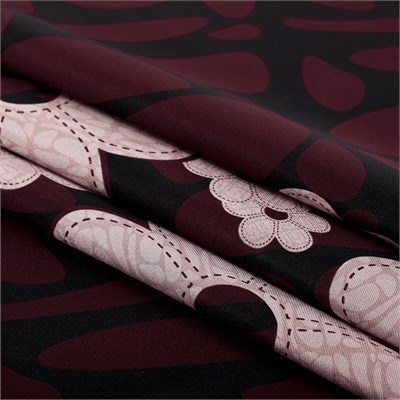 Deri Çiçek Desen İpek Twill Eşarp