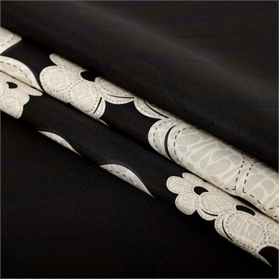 Deri Çiçek Desen İpek Twill Eşarp