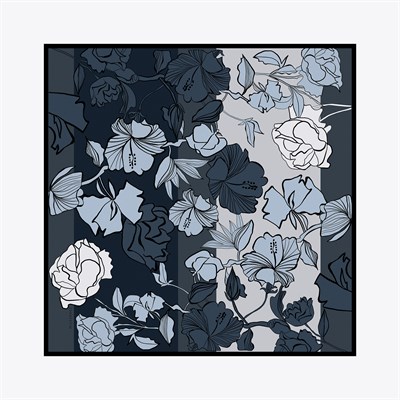 Flora Desen İpek Twill Eşarp