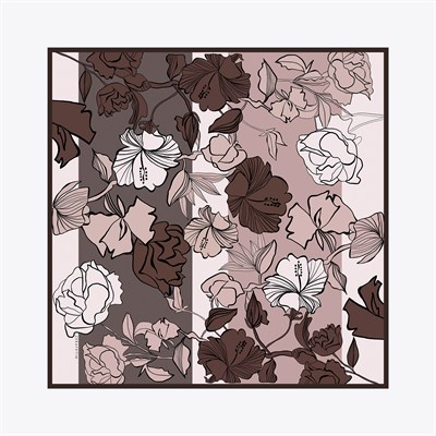 Flora Desen İpek Twill Eşarp