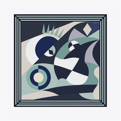 Geometrica Desen İpek Twill Eşarp