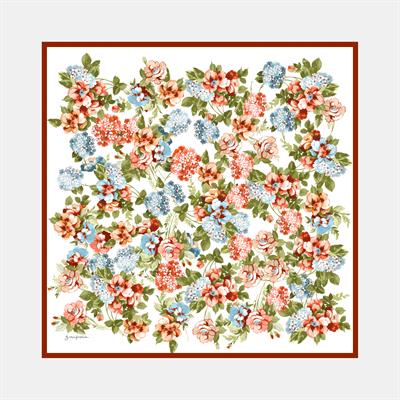 Hydrangea Garden Desen İpek Twill Eşarp