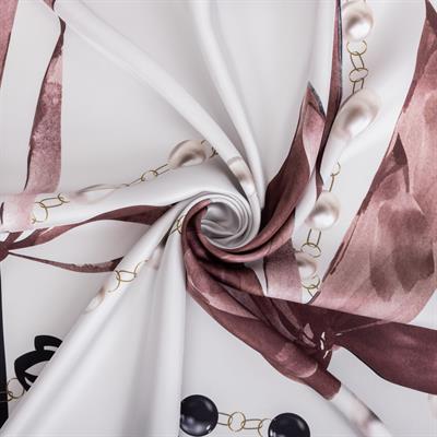 İnci Kurdele Desen İpek Twill Eşarp