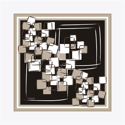 Kare Geometri Desen Exclusive İpek Twill Eşarp