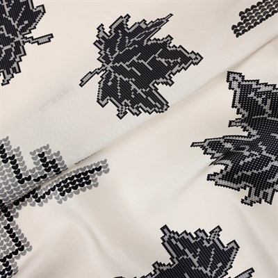 Knit Yaprak Desen İpek Twill Eşarp