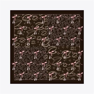Kurdele Z Logo Desen İpek Twill Eşarp