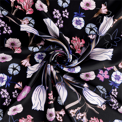 Laleler Desen İpek Twill Eşarp