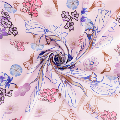 Laleler Desen İpek Twill Eşarp