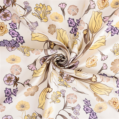 Laleler Desen İpek Twill Eşarp