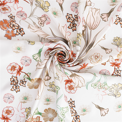 Laleler Desen İpek Twill Eşarp