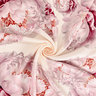 Peony Desen İpek Twill Eşarp