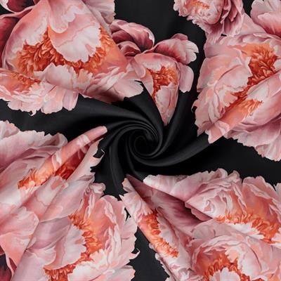 Peony Desen İpek Twill Eşarp