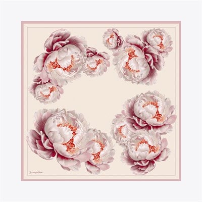 Peony Desen İpek Twill Eşarp