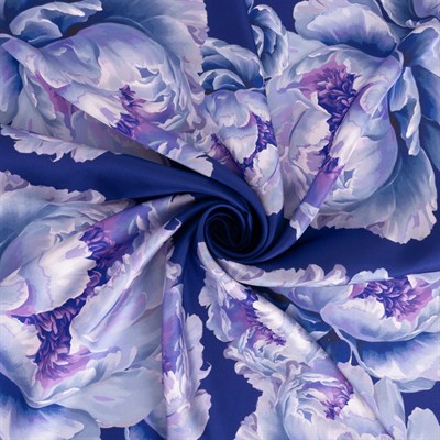 Peony Desen İpek Twill Eşarp