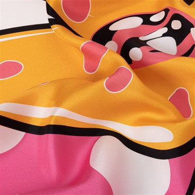 Popart Desen İpek Twill Çocuk Eşarp