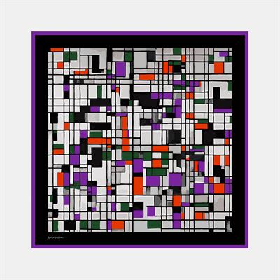 Rasyonel Desen İpek Twill Eşarp